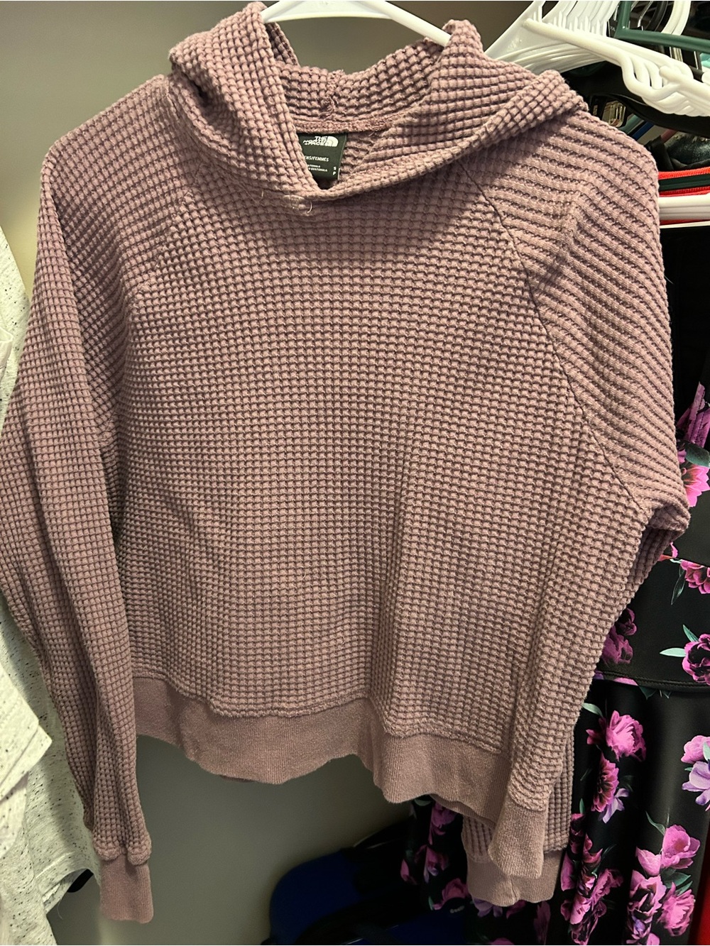 The North Face Women's Mauve Waffle-Knit Cowl Hoodie